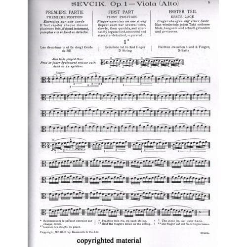 Sevcik, Otakar - School of Technics Op 1 - Part 1 For Viola Arranged by Tertis Published by Bosworth & Co - Image 2