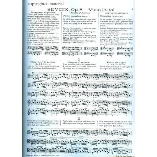 Sevcik, Otakar - Shifting The Position, Op 8 For Viola Arranged by Tertis Published by Bosworth & Co - Image 2