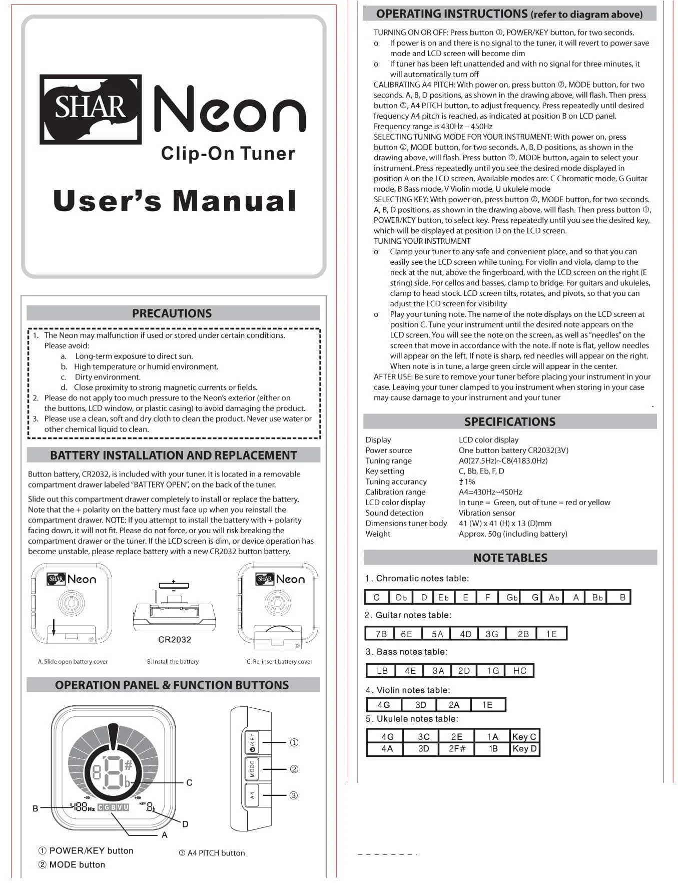 Shar Neon Clip-On Tuner - Image 2