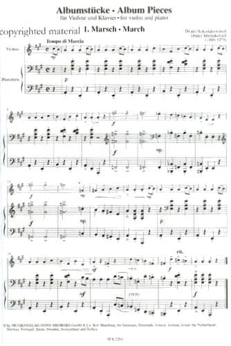 Shostakovich, Dmitri - Album Pieces for Violin and Piano - Violin and Piano - edited by Fortunatov - Sikorski - Image 3