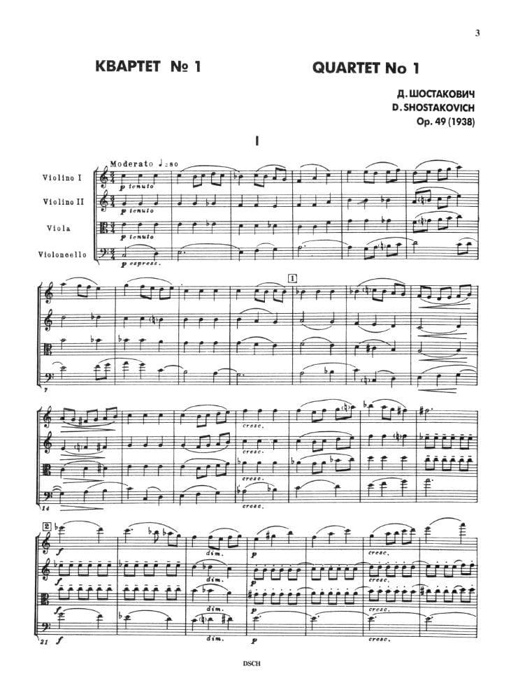 Shostakovich, Dmitri - Quartet No 1 in C, Op 49 Score Published by DSCH - Image 2