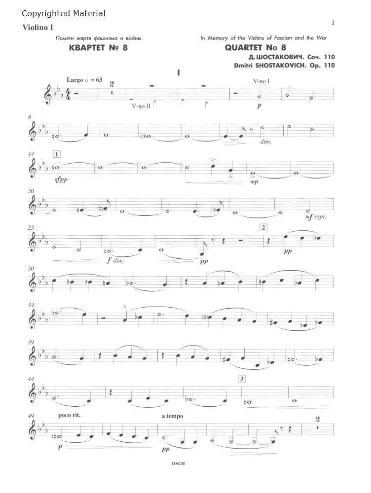 Shostakovich, Dmitri - String Quartet No 8 in c minor, Op 110 - Set of Parts - DSCH Edition - Image 2