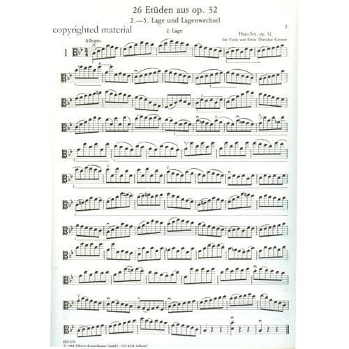 Sitt, Hans - 26 Etudes From Op 32 (First To Fifth Position) For Viola Edition Kunzelmann - Image 2