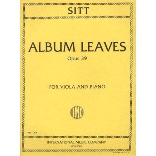Sitt, Hans - Album Leaves, Op 39 For Viola and Piano Published by International Music Company