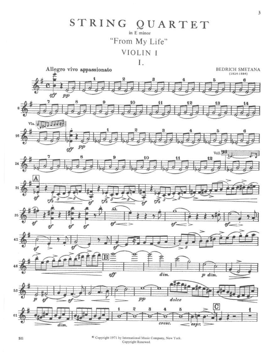 Smetana, Bed?ich - Quartet No 1 in e minor From My Life Published by International Music Company - Image 2