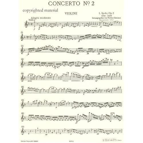Spohr, Louis - Concerto No 2 In D Minor, Op 2 For Violin and Piano Peters Edition - Image 2