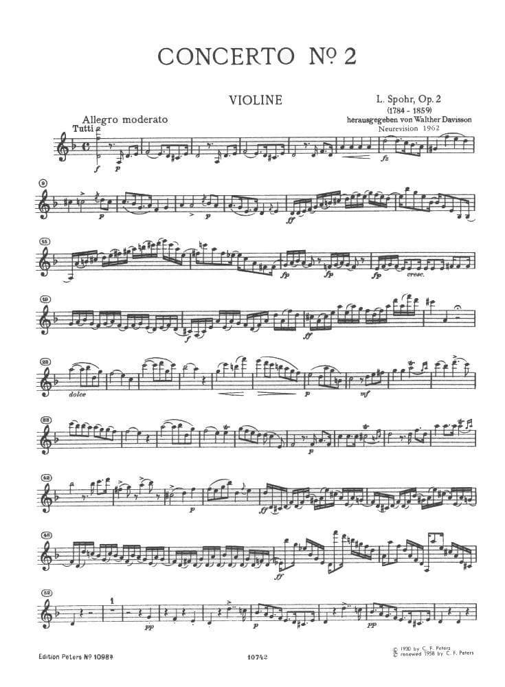 Spohr, Louis - Concerto No 2 In D Minor, Op 2 For Violin and Piano Peters Edition - Image 3