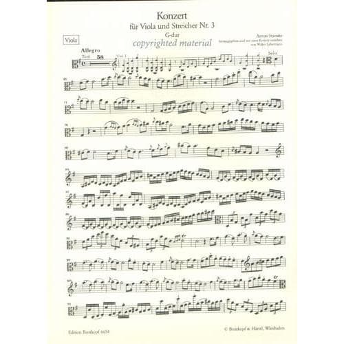 Stamitz, Anton - Concerto No 3 in G Major For Viola and Piano - Published by Breitkopf and Haertel - Image 2