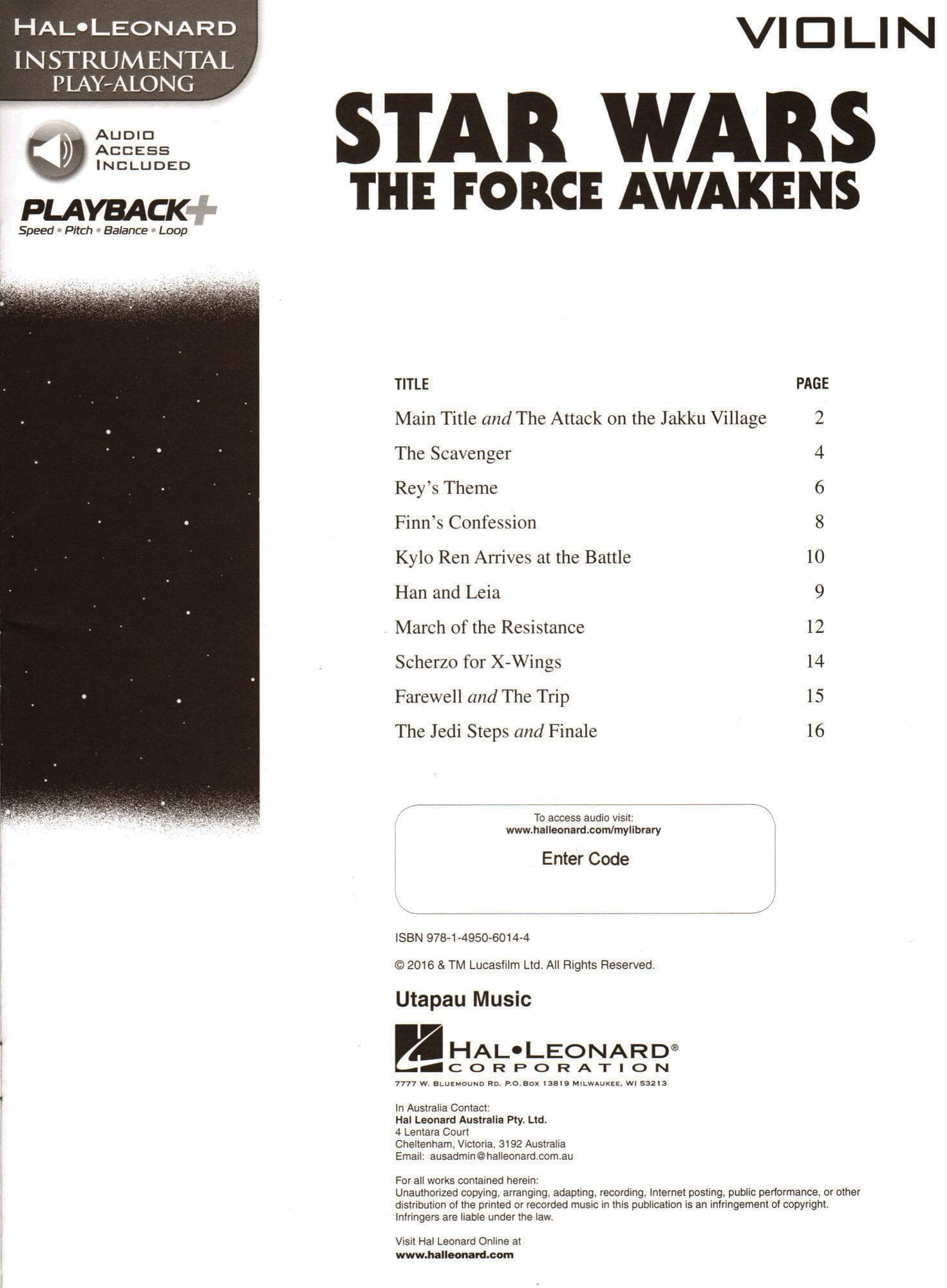 Star Wars: The Force Awakens - for Violin - with Audio Accompaniment - Hal Leonard - Image 2