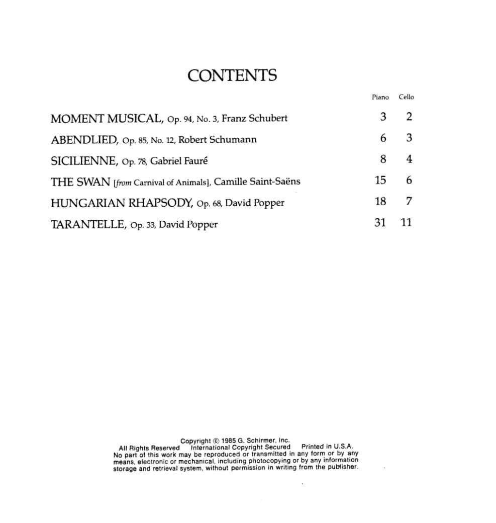 Starker - Encores For Cello Published by G Schirmer - Image 2