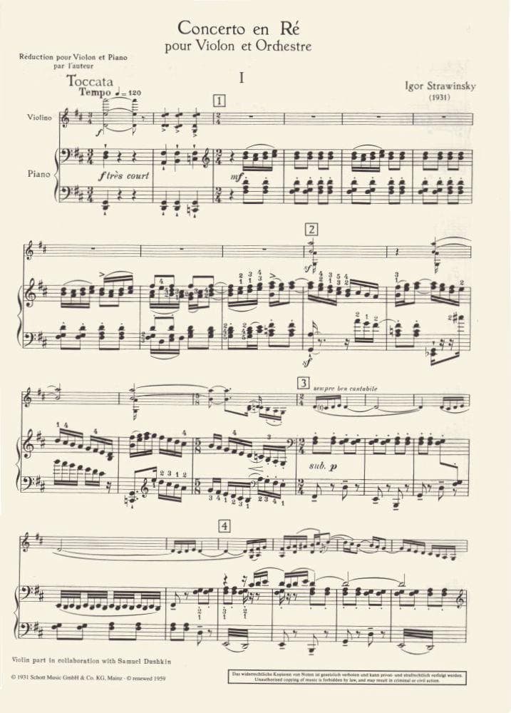 Stravinsky, Igor - Violin Concerto in D - Violin and Piano - Schott - Image 3