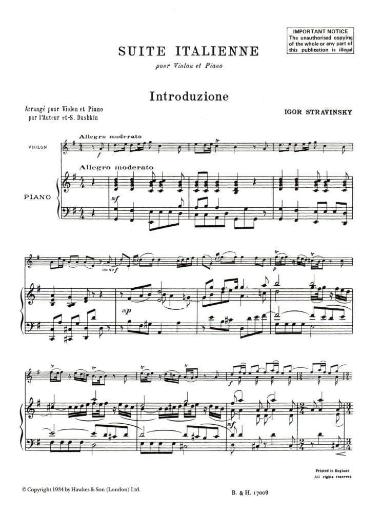 Stravinsky, Igor - Suite Italienne for Violin and Piano Published by Boosey & Hawkes - Image 2