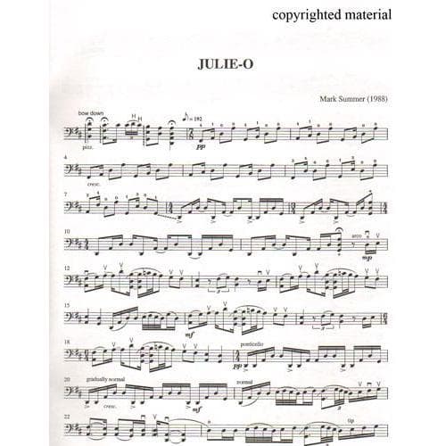 Summer, Mark - Julie-O Lo How a Rose E'er Blooming for Solo Cello - Image 2