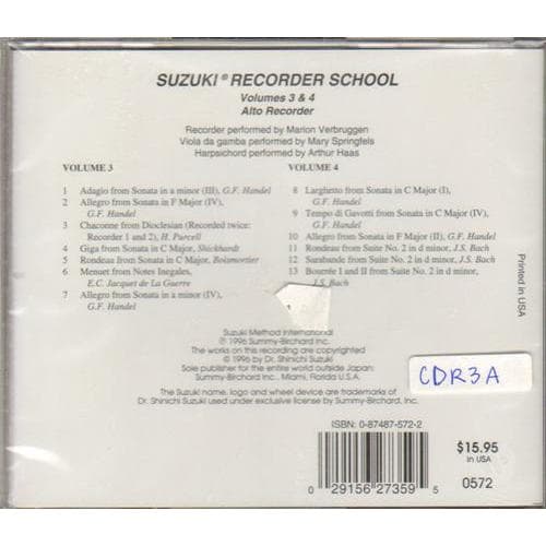 Suzuki Recorder School CD, Volumes 3 and 4, Alto, Performed by Verbruggen - Image 2