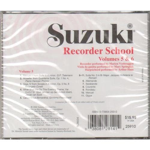 Suzuki Recorder School CD, Volumes 5 and 6, Alto or Soprano, Performed by Verbruggen - Image 2