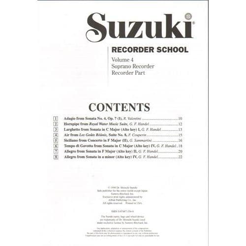 Suzuki Recorder School, Volume 4, Soprano - Image 2