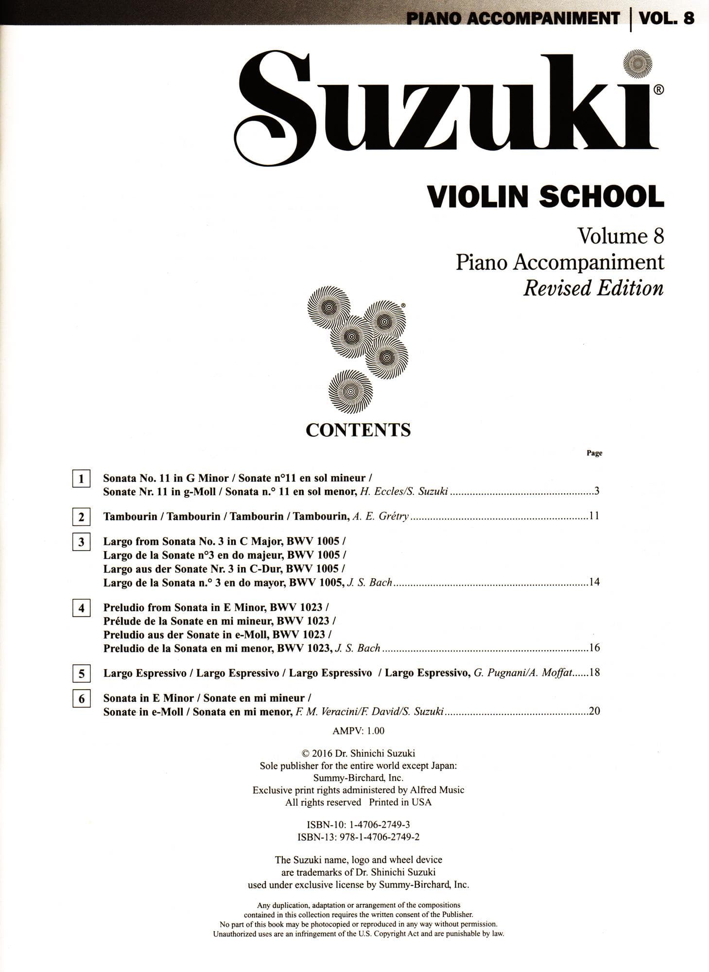 Suzuki Violin School Piano Accompaniment, Volume 8 - Image 2