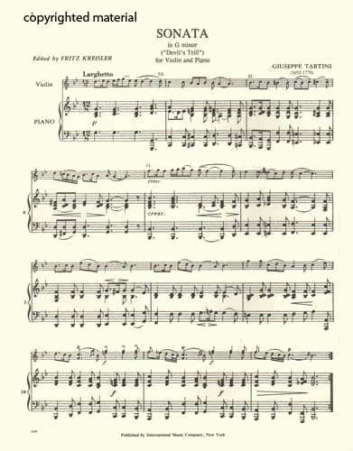 Tartini, Giuseppe - Violin Sonata in G Minor, "Devil's Trill" - Violin and Piano - edited by Fritz Kreisler - International Music Company - Image 2