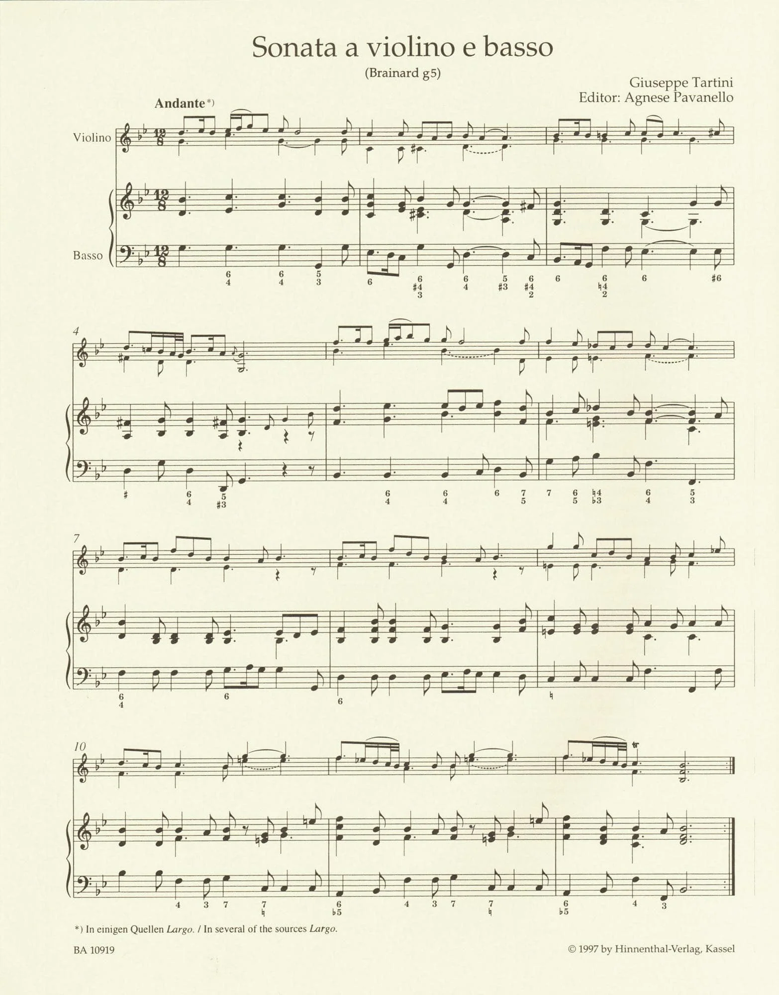 Tartini, Giuseppe - Sonata in G minor ("Devil's Trill") - for Violin and Basso continuo - Barenreiter URTEXT - Image 6