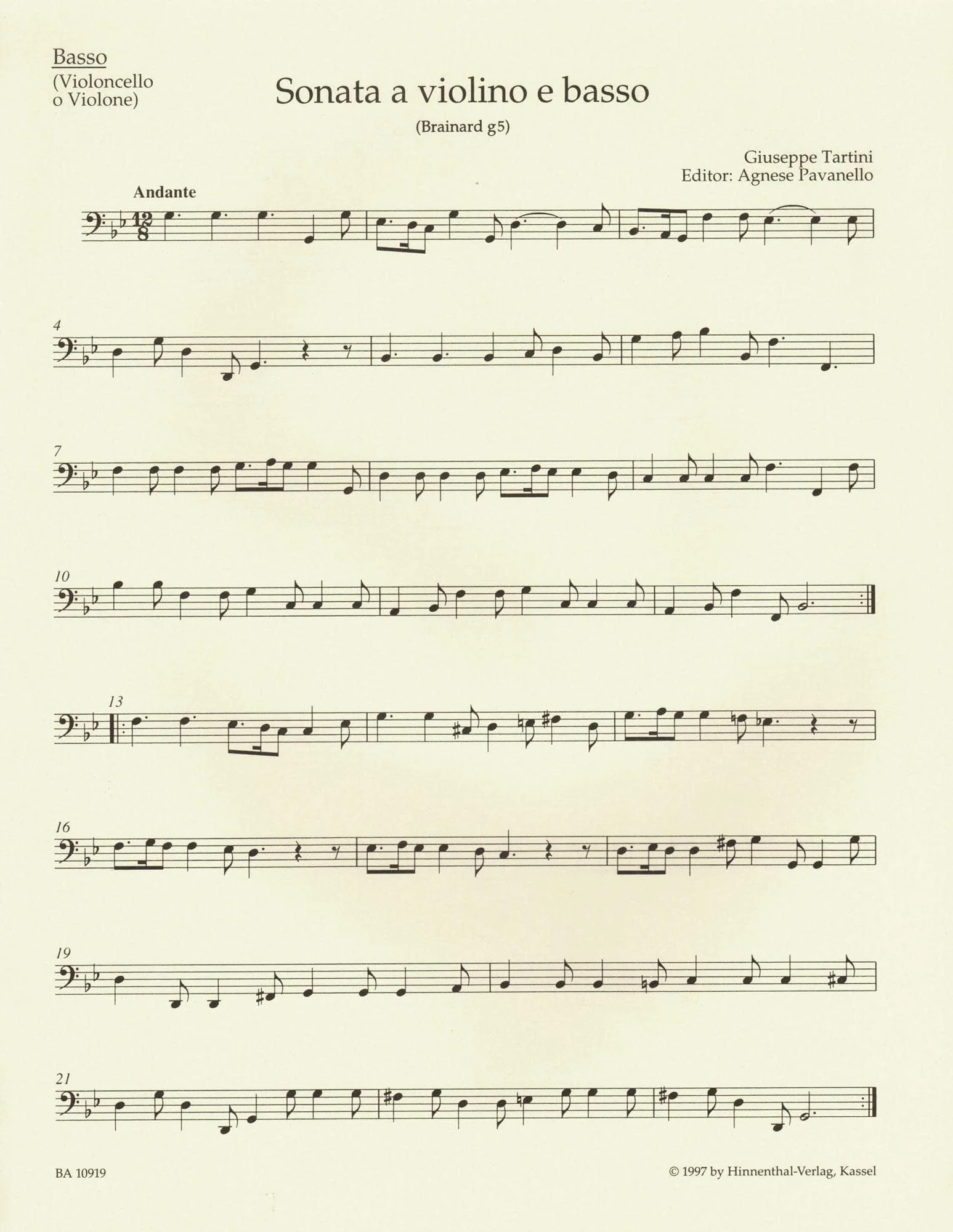 Tartini, Giuseppe - Sonata in G minor ("Devil's Trill") - for Violin and Basso continuo - Barenreiter URTEXT - Image 8