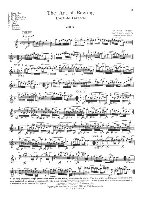 Tartini, Giuseppe - The Art of Bowing (Corelli Variations) - Violin solo - edited by Leopold Lichtenberg - G Schirmer Edition - Image 2