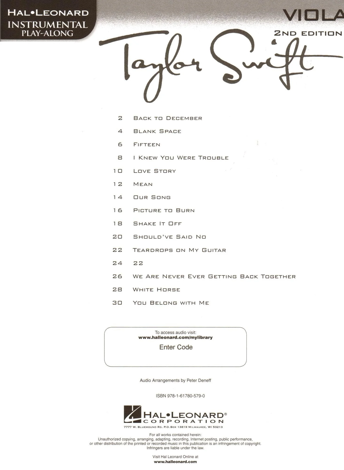 Taylor Swift Instrumental Play-Along - 2nd Edition - for Viola with Audio Accompaniment - Hal Leonard - Image 2