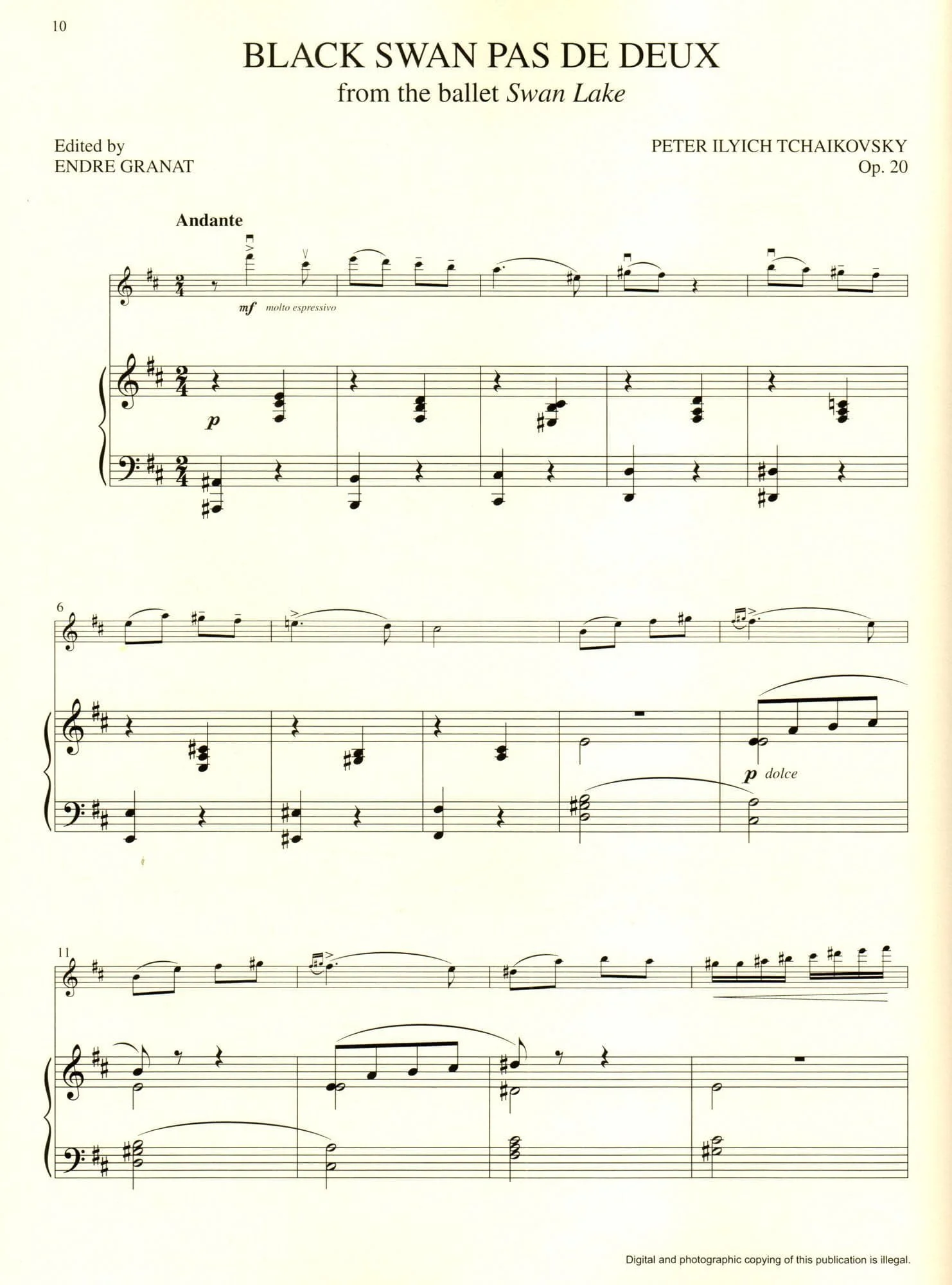 Tchaikovsky, P - Three Solos from Swan Lake - for Violin and Piano - Lauren Keiser Music - Image 4