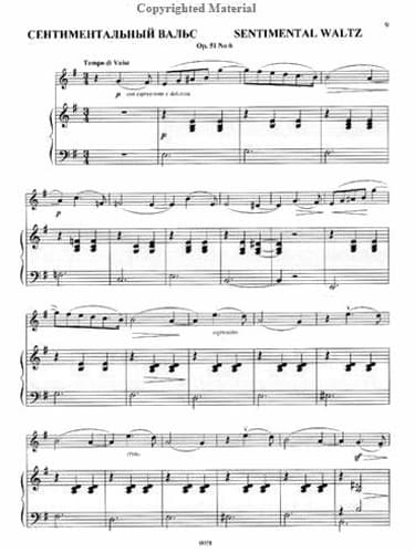 Tchaikovsky, Pyotr Ilyich - Andante Cantabile and Sentimental Waltz - for Violin and Piano - arranged by F Laub - Edition Jurgenson - Image 2