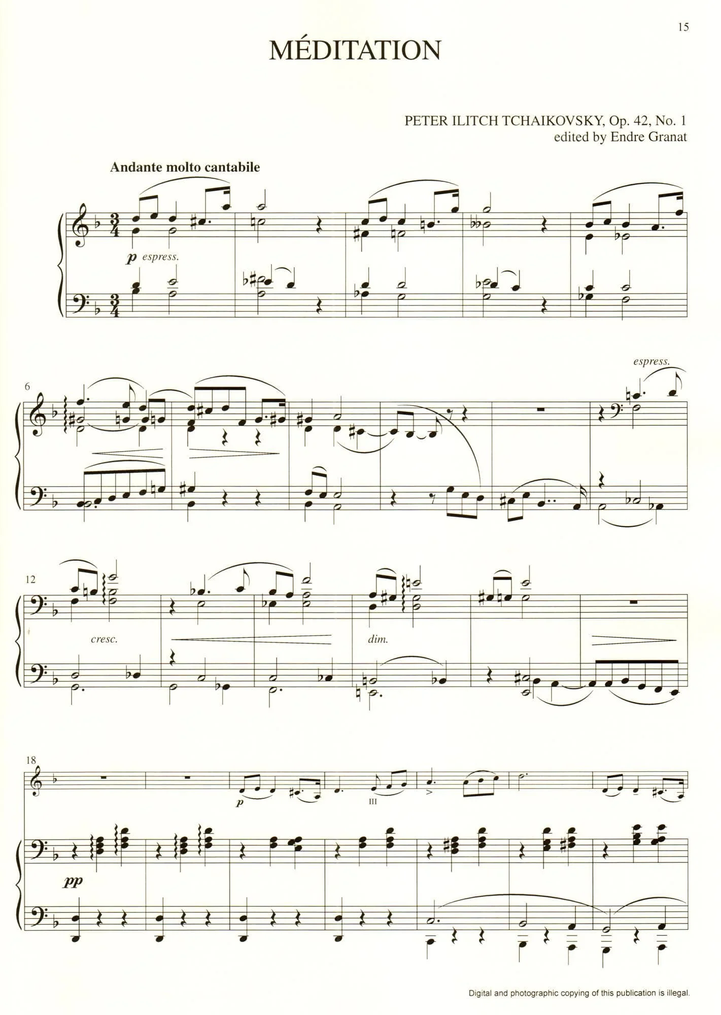 Tchaikovsky, P - Heifetz Collection: Tchaikovsky Complete Works for Violin and Piano - edited by Endre Granat - Lauren Keiser (Hal Leonard) - Image 3