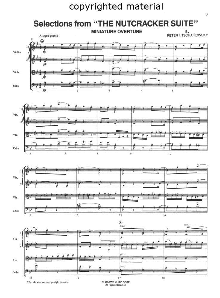Tchaikovsky, Pyotr Ilyich - Nutcracker Suite Selections Op 71, For String Quartet Arranged by Esposito Published by Warner Brothers - Image 3