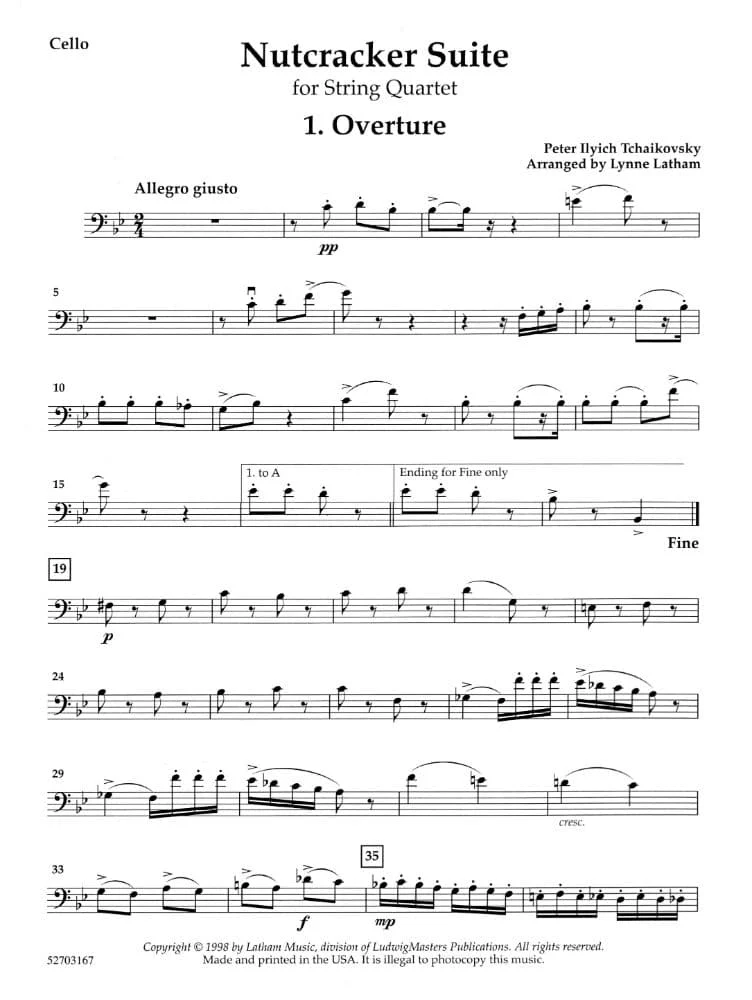 Tchaikovsky, Pyotr Ilyich - Parts - Nutcracker Suite For String Quartet Arranged and Published by Lathem - Image 2
