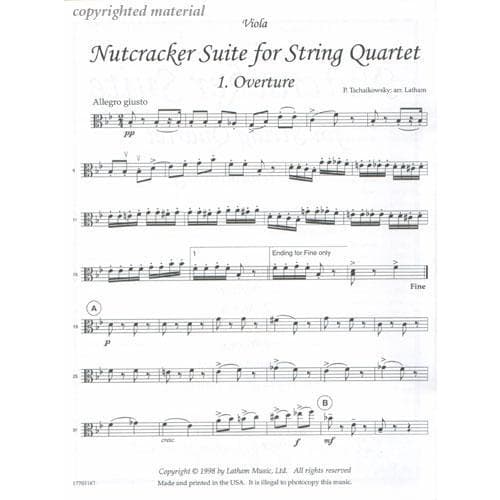 Tchaikovsky, Pyotr Ilyich - Parts - Nutcracker Suite For String Quartet Arranged and Published by Lathem - Image 4