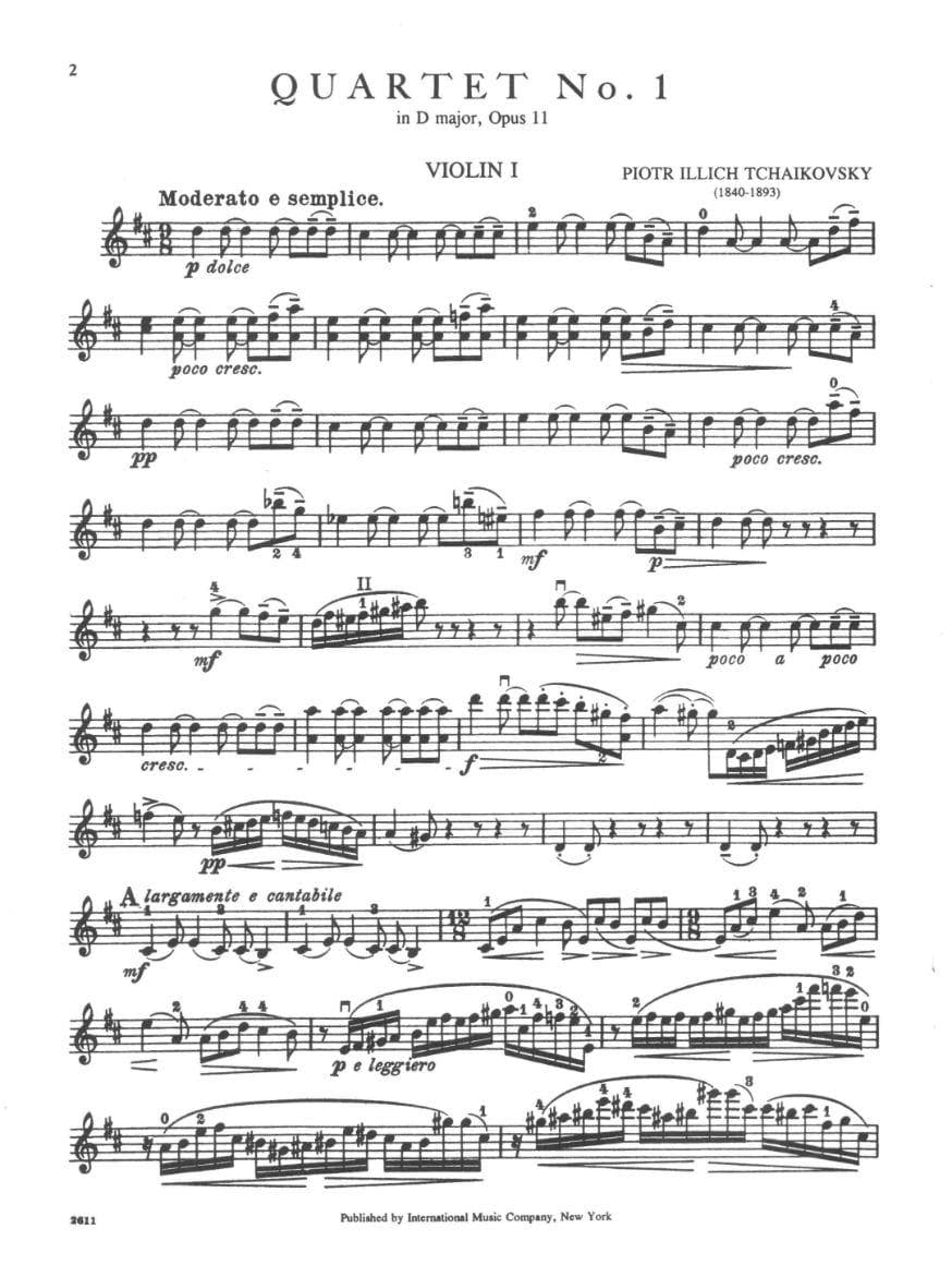 Tchaikovsky, Pyotr Ilyich - Quartet No 1 in D Major Op 11 Published by International Music Company - Image 2