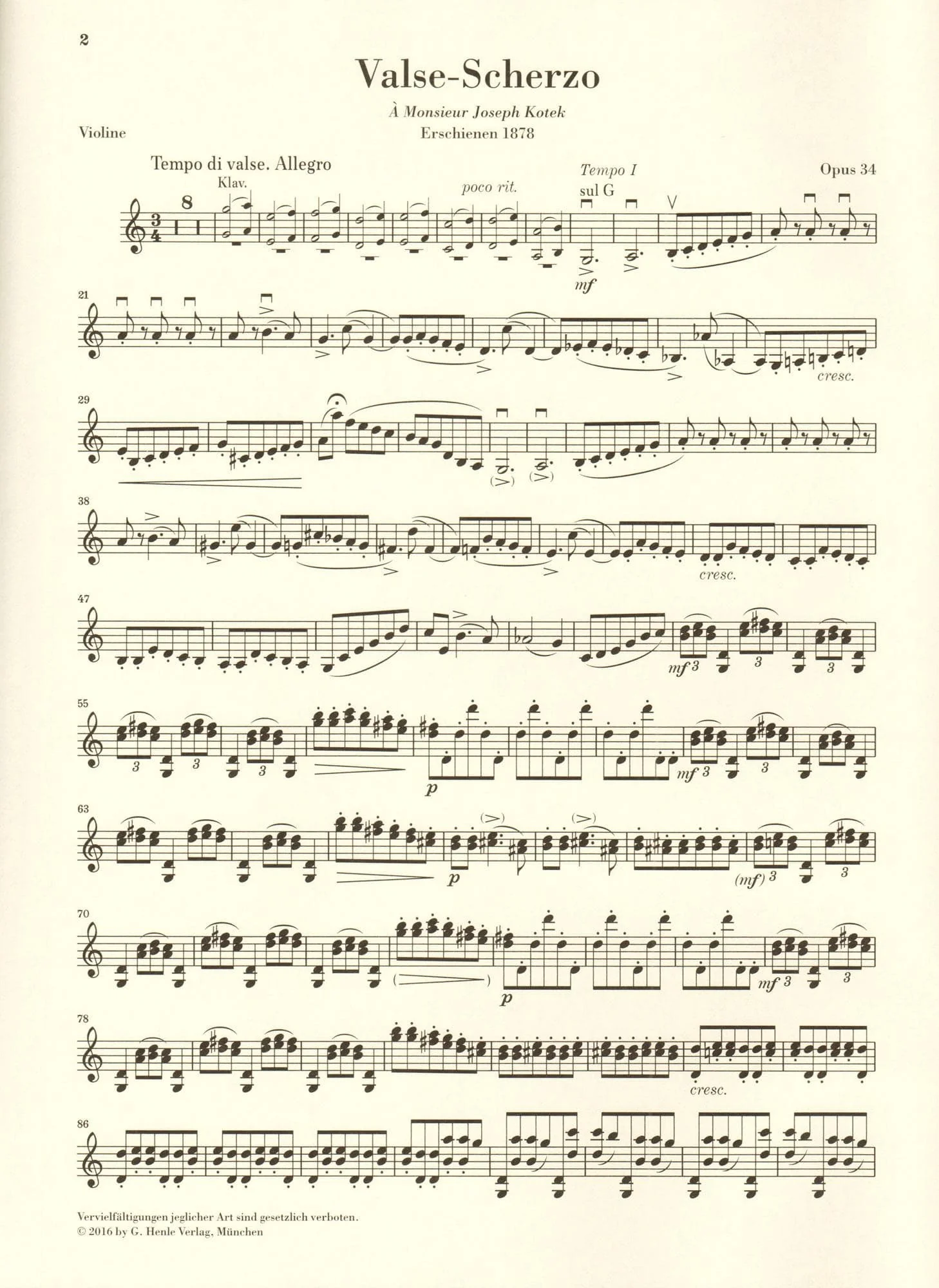 Tchaikovsky, P.I. - Valse-Scherzo, Opus 34 - for Violin and Piano - edited by Komarov and Turban - G Henle Verlag URTEXT - Image 10