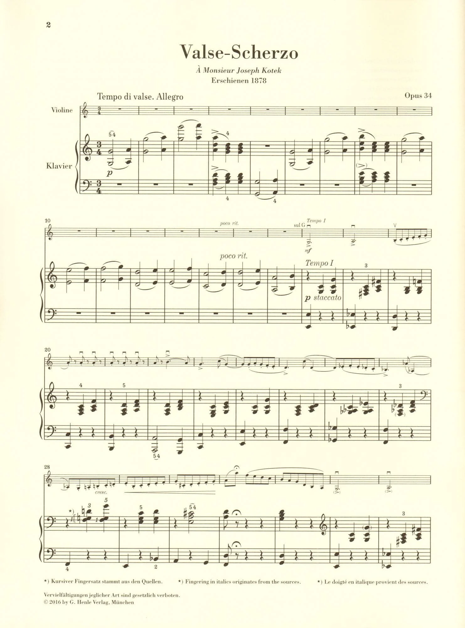 Tchaikovsky, P.I. - Valse-Scherzo, Opus 34 - for Violin and Piano - edited by Komarov and Turban - G Henle Verlag URTEXT - Image 6