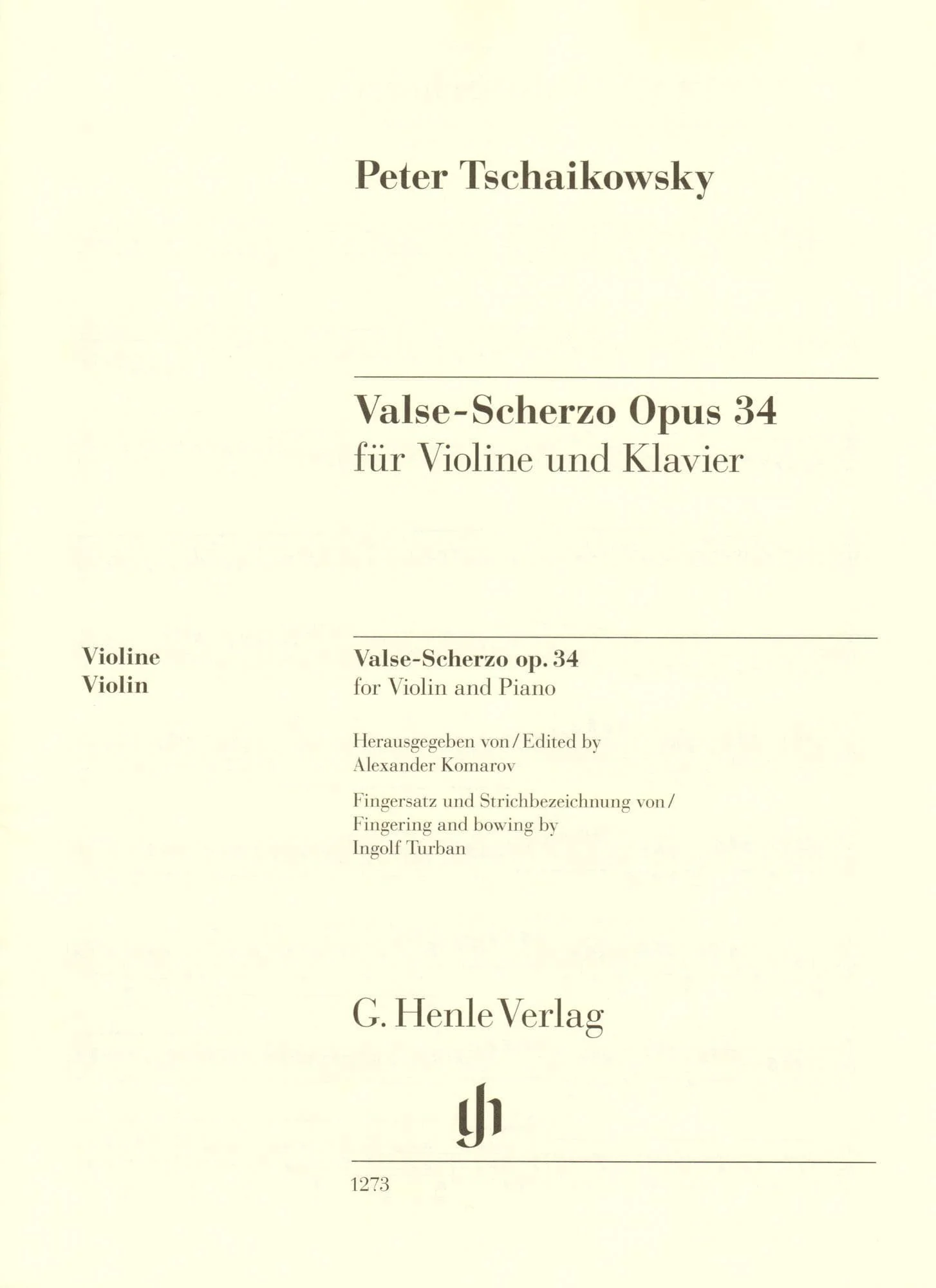 Tchaikovsky, P.I. - Valse-Scherzo, Opus 34 - for Violin and Piano - edited by Komarov and Turban - G Henle Verlag URTEXT - Image 7