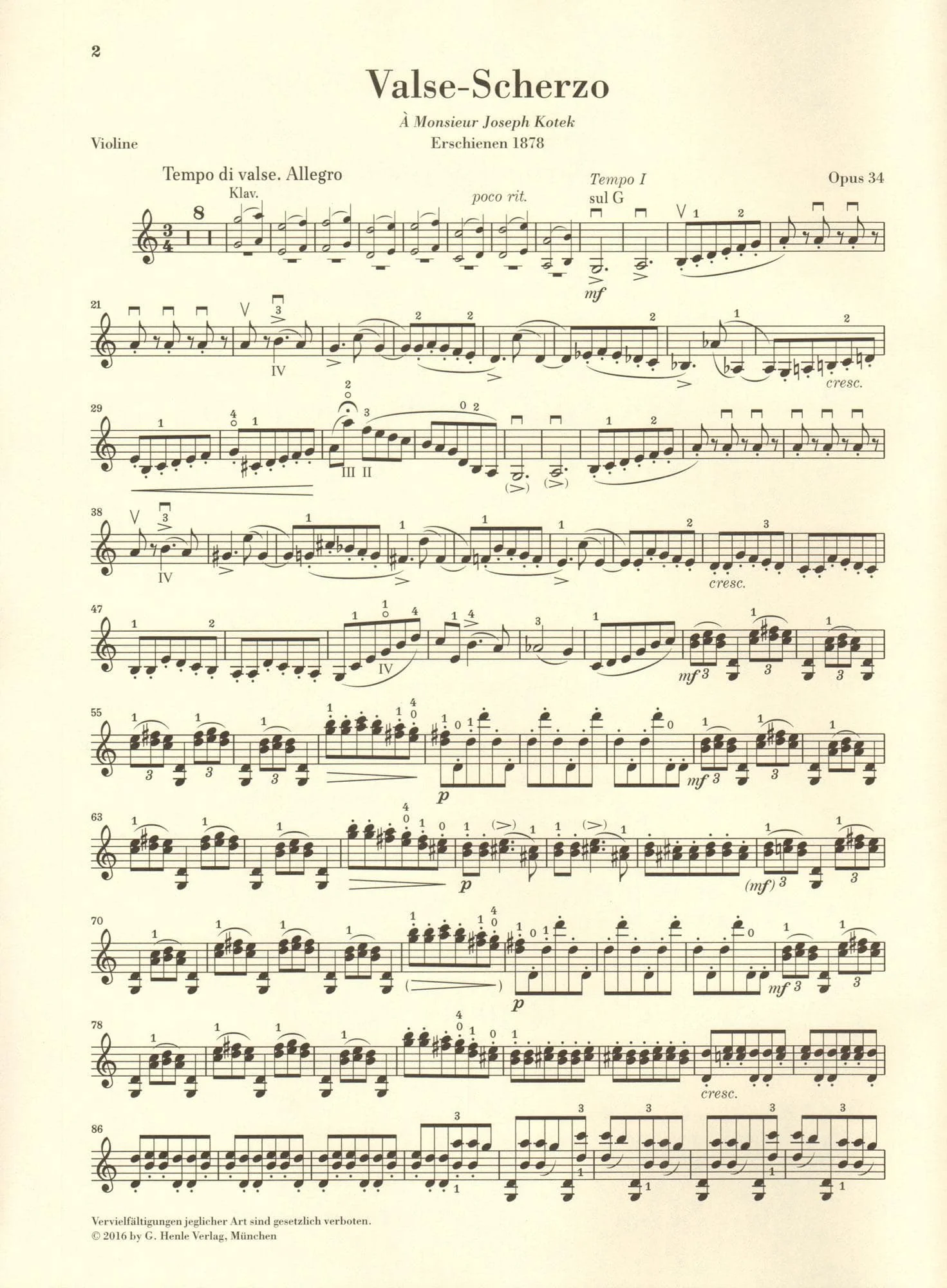 Tchaikovsky, P.I. - Valse-Scherzo, Opus 34 - for Violin and Piano - edited by Komarov and Turban - G Henle Verlag URTEXT - Image 8
