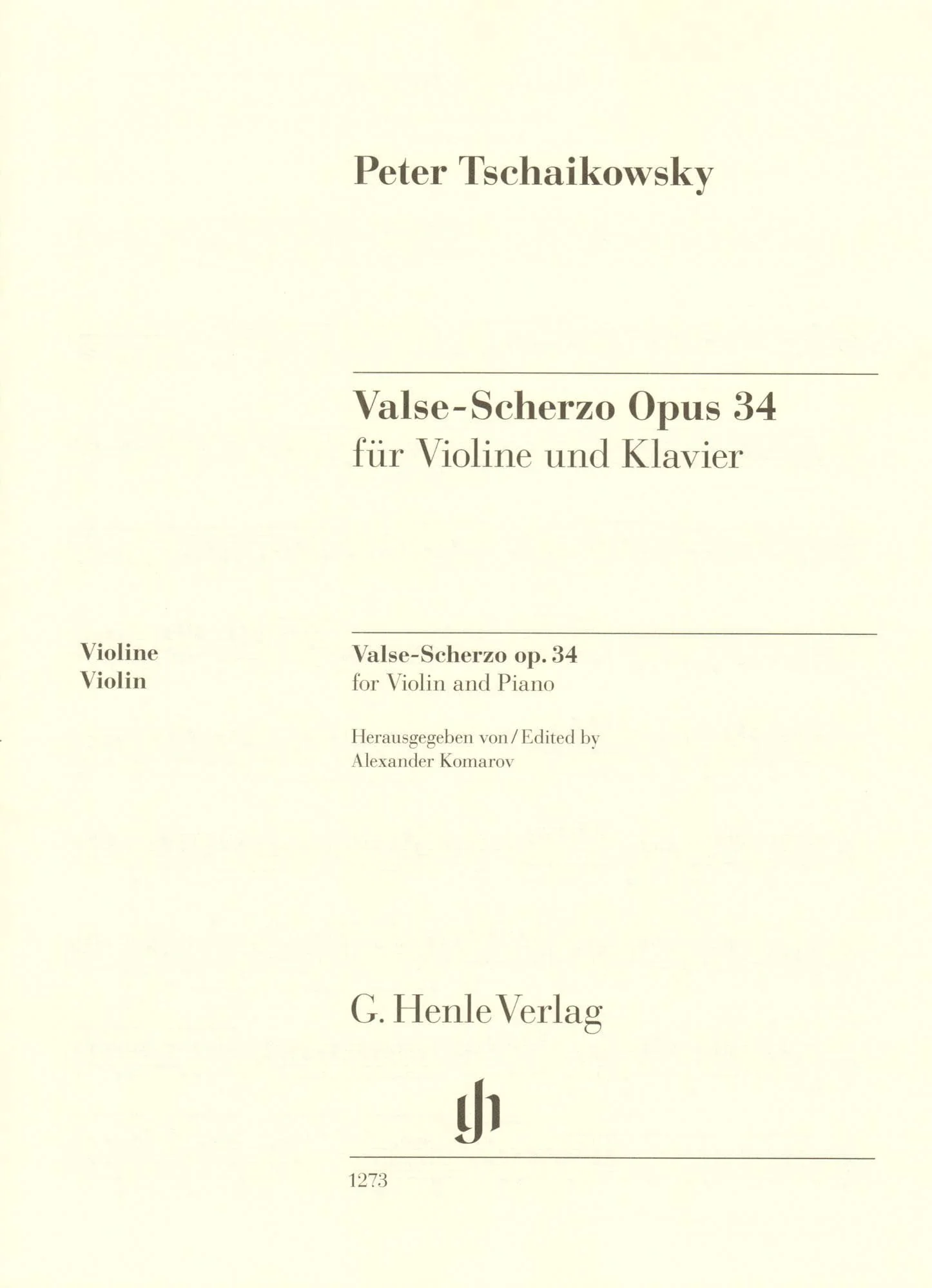 Tchaikovsky, P.I. - Valse-Scherzo, Opus 34 - for Violin and Piano - edited by Komarov and Turban - G Henle Verlag URTEXT - Image 9