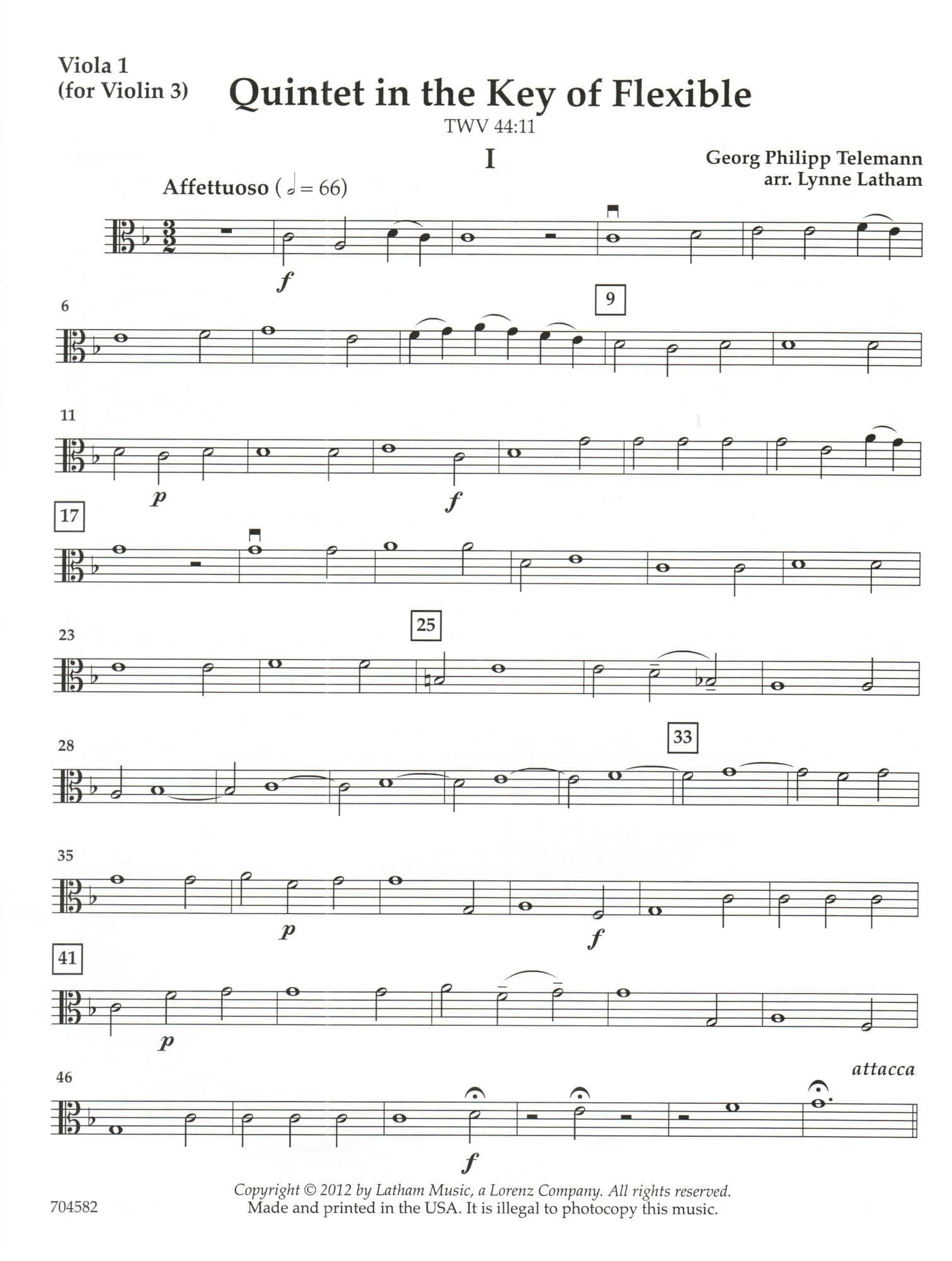 Quintet in the Key of Flexible - Work by G.P. Telemann - Arranged for Flexible String Quintet by Lynne Latham - Image 6