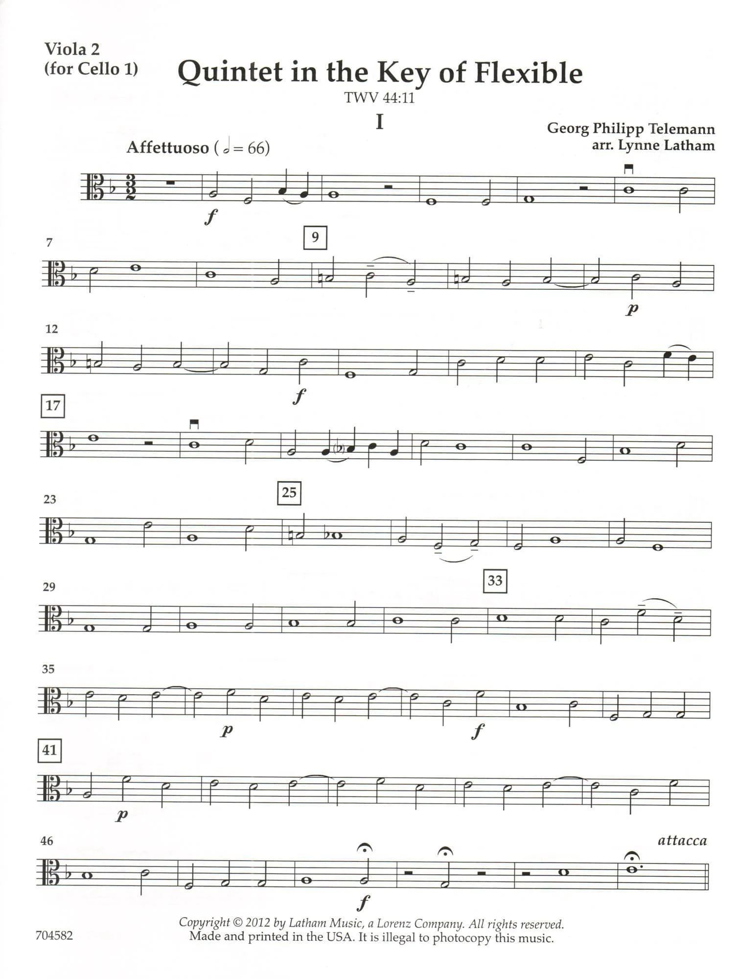 Quintet in the Key of Flexible - Work by G.P. Telemann - Arranged for Flexible String Quintet by Lynne Latham - Image 7