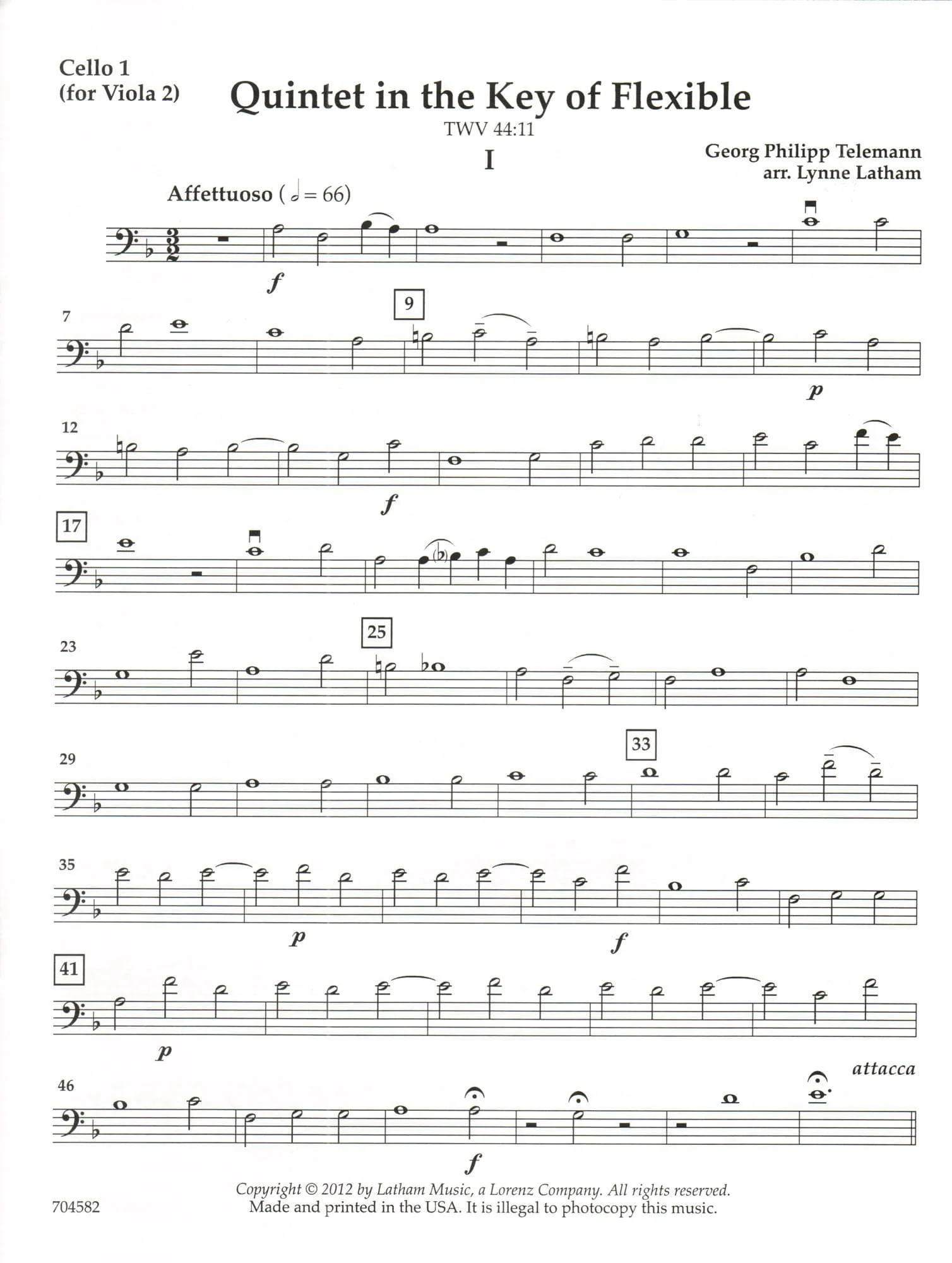 Quintet in the Key of Flexible - Work by G.P. Telemann - Arranged for Flexible String Quintet by Lynne Latham - Image 8