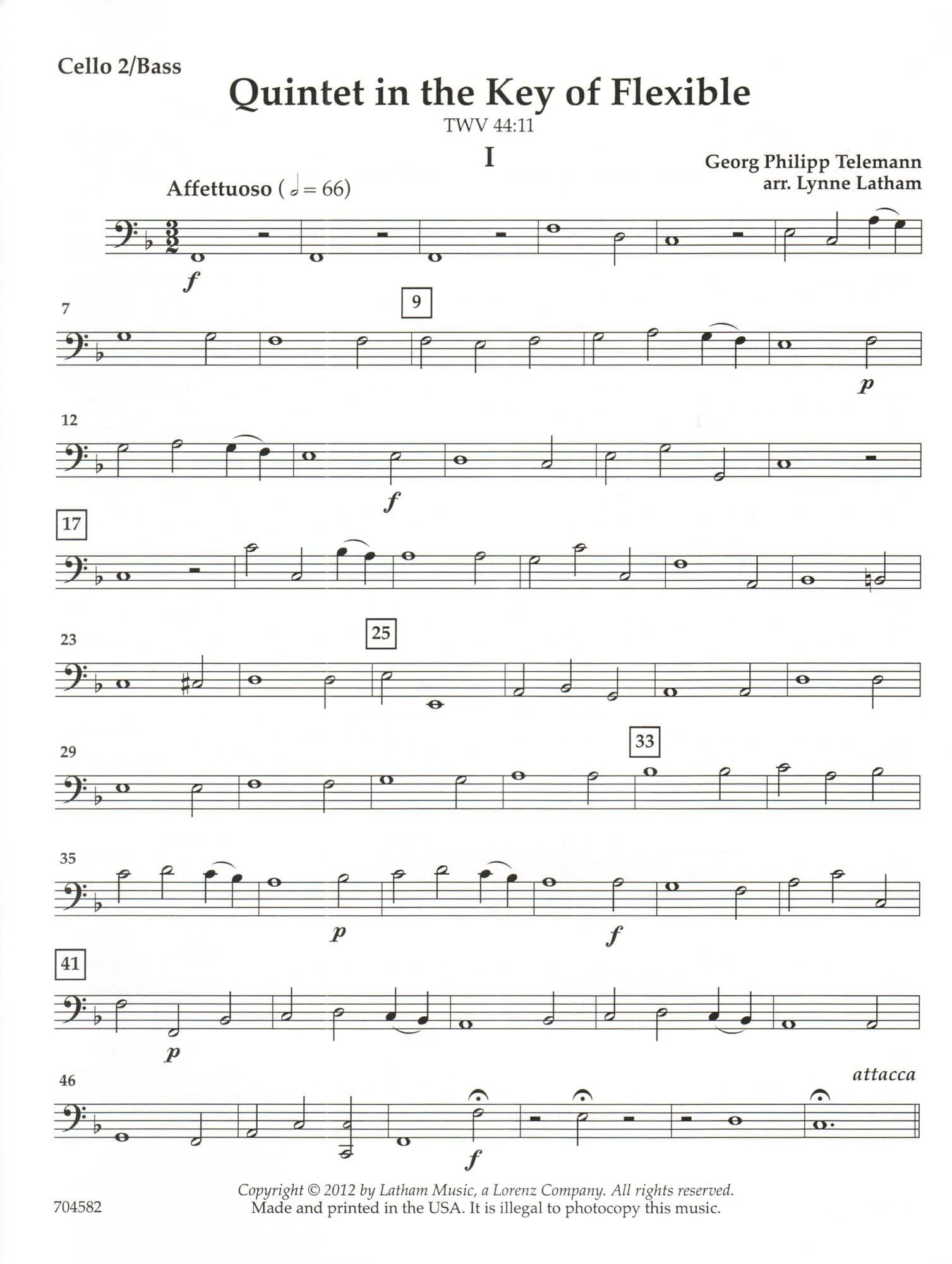 Quintet in the Key of Flexible - Work by G.P. Telemann - Arranged for Flexible String Quintet by Lynne Latham - Image 9