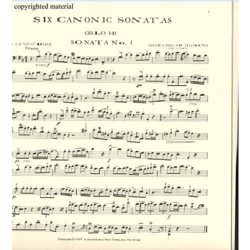 Telemann, Georg Philipp - Six Canonic Sonatas TWV 40:118-123 For Two Cellos Published by International Music Company - Image 2