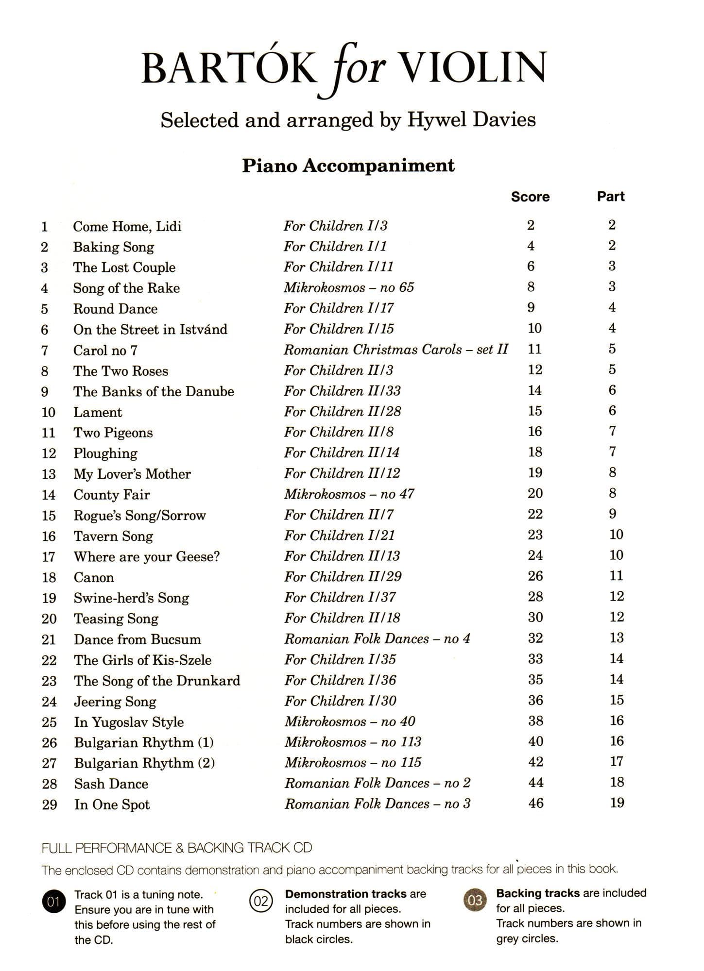 Bartok, Bela - 29 Stylish Arrangements of Selected Highlights - for Violin and Piano - arranged by Hywel Davies - Boosey & Hawkes - Image 2