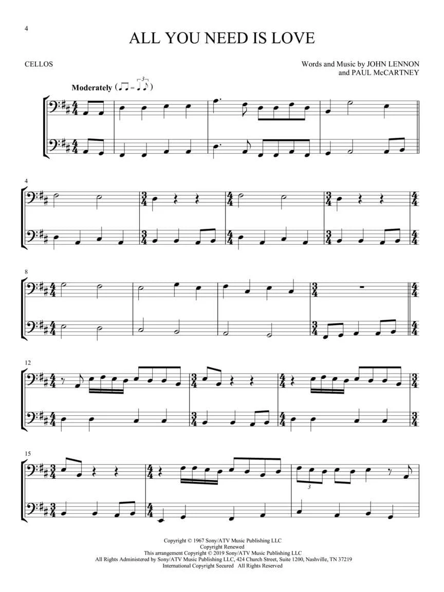 The Beatles for Two: 23 Favorites - Two Cellos - Arranged by Mark Phillips - Hal Leonard - Image 4
