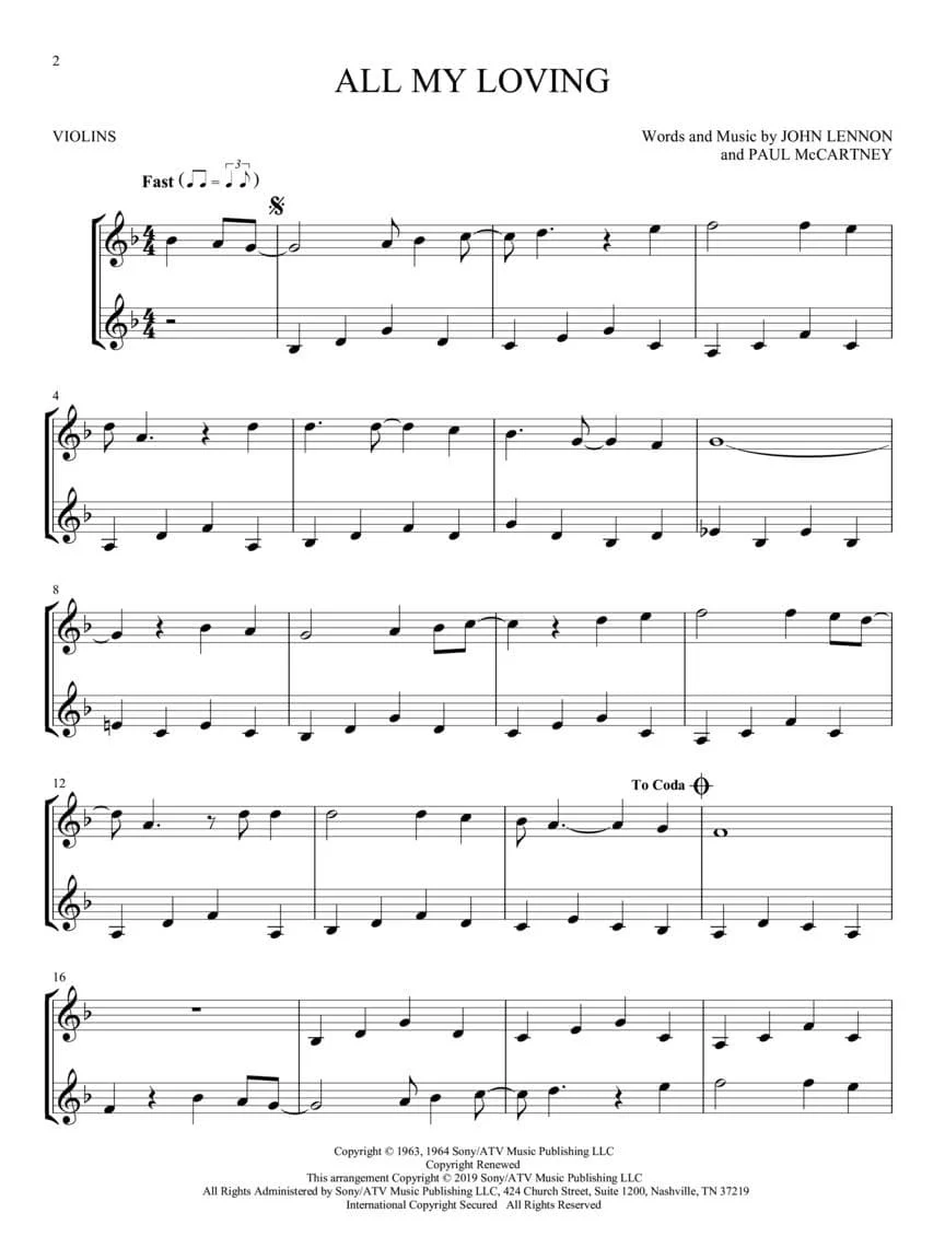 The Beatles for Two: 23 Favorites - Two Violins - Arranged by Mark Phillips - Hal Leonard - Image 3