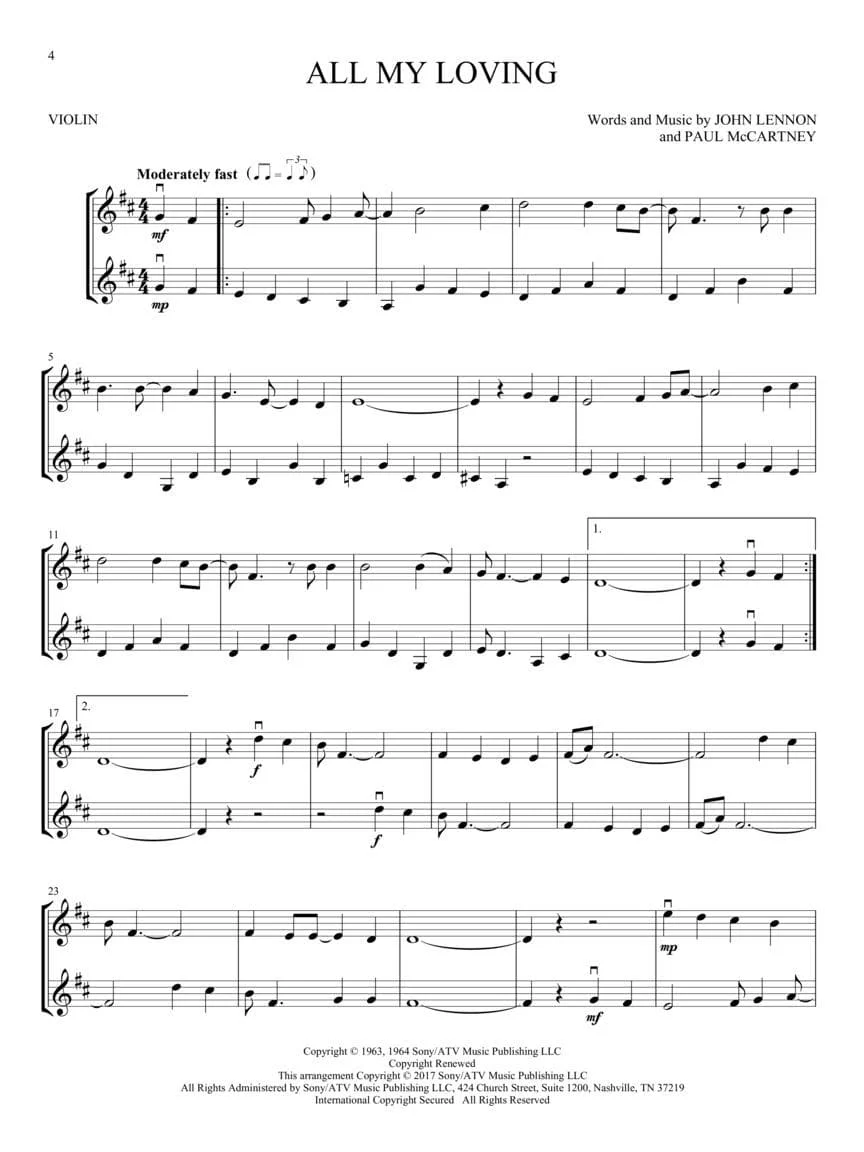 The Beatles for Violin Duet - Hal Leonard - Image 3