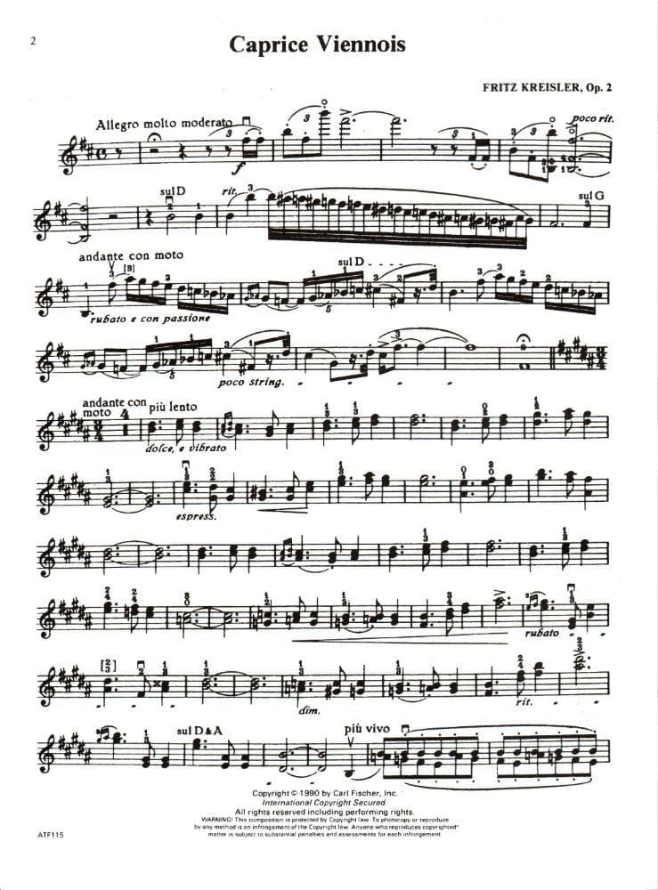 Kreisler, Fritz - The Fritz Kreisler Collection, Volume 1 - for Violin and Piano - Carl Fischer - Image 3