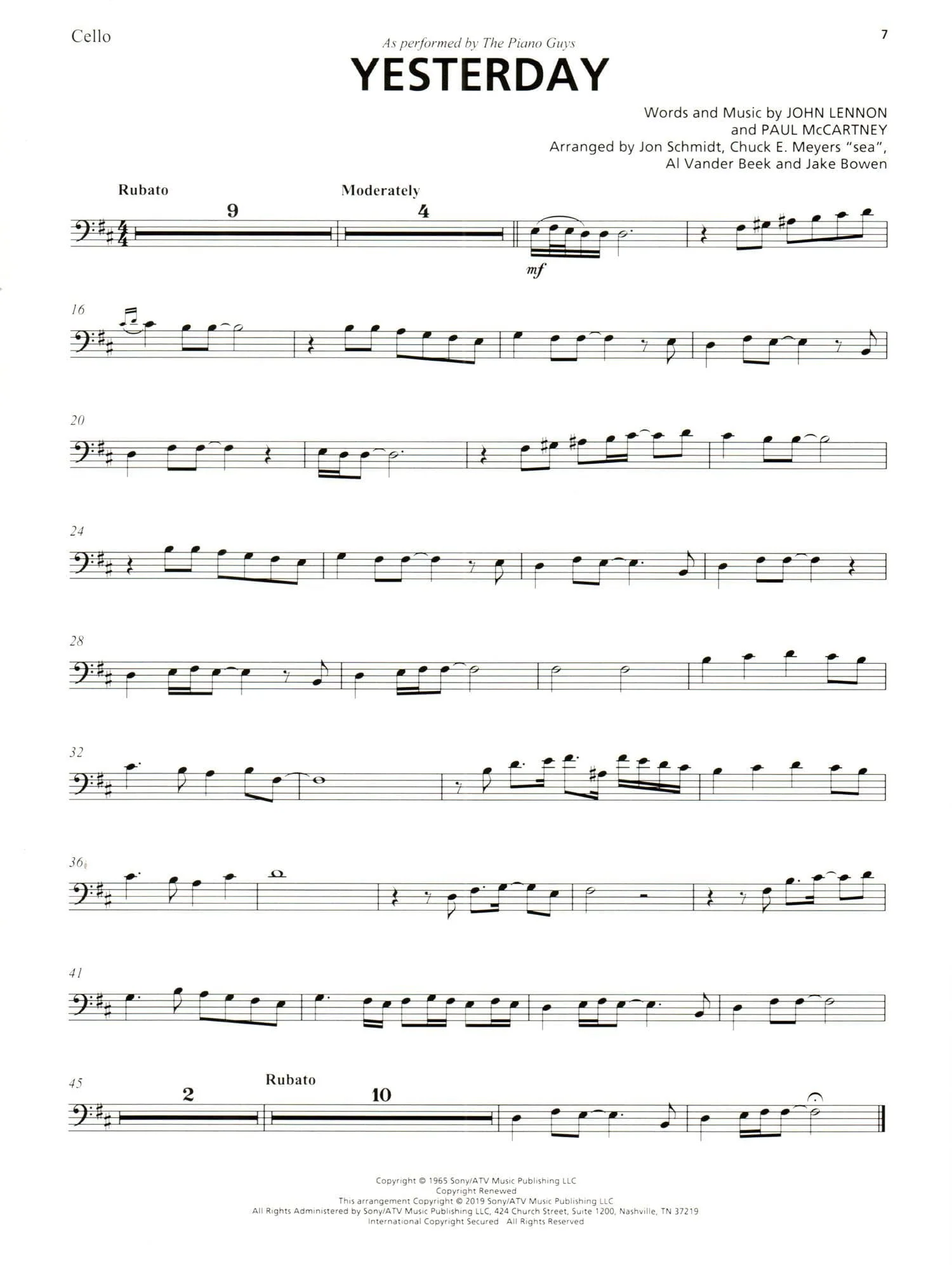 The Piano Guys - Yesterday by the Beatles - for Cello and Piano - by Hal Leonard - Image 2