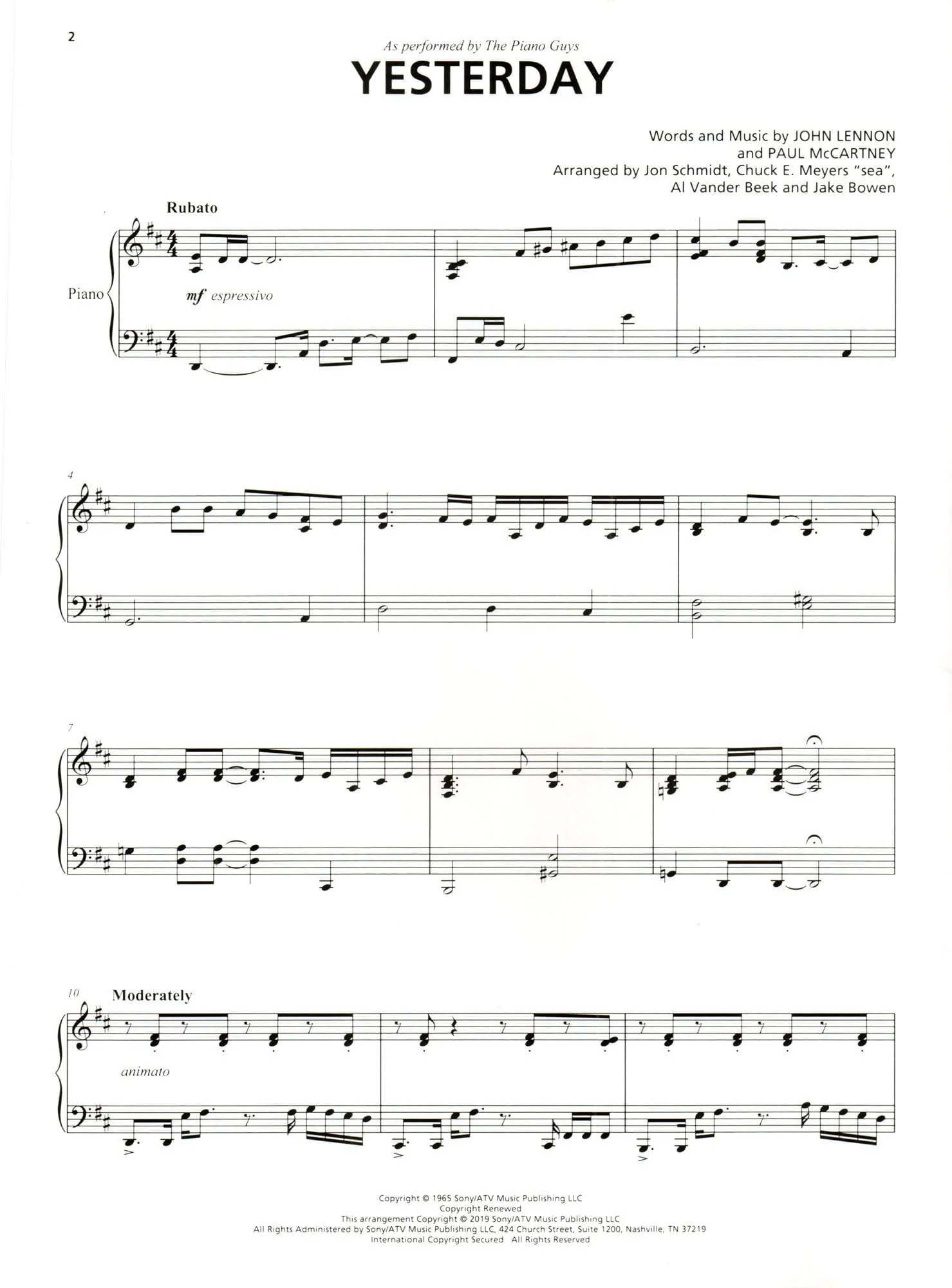 The Piano Guys - Yesterday by the Beatles - for Cello and Piano - by Hal Leonard - Image 3